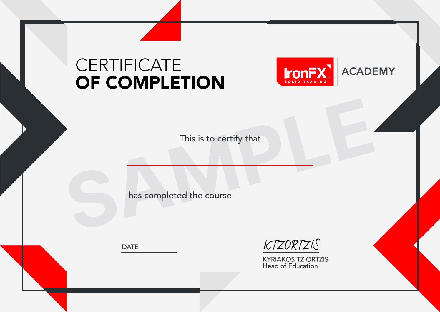 Certificate sample